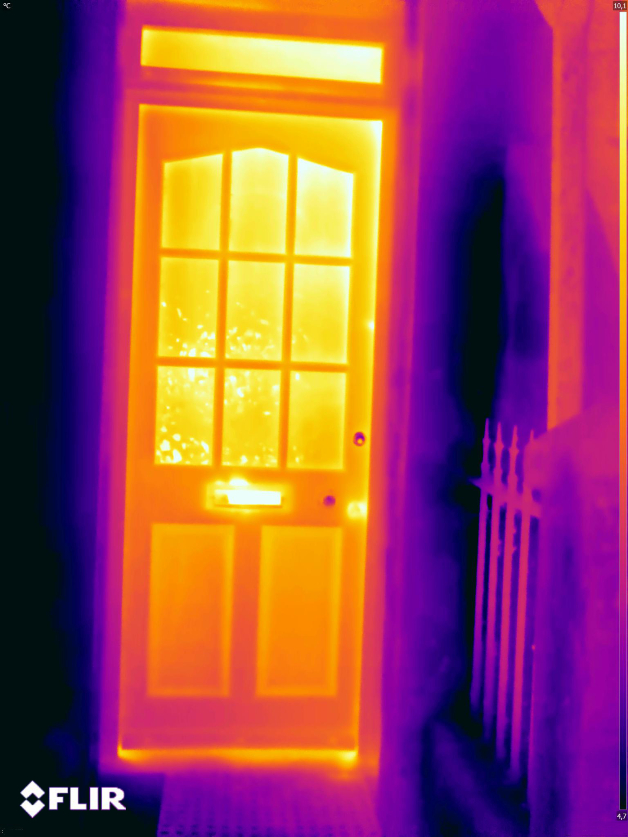 Detecting Heat Loss Outside building Using Thermal Camera Stock