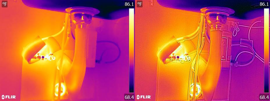 thermal image of sink and image with MSX